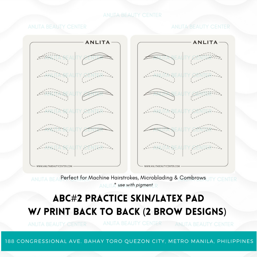 ABC#2 Ink-Less Practice Skin/ Latex Pad w/ print Back-to-back (2 Brow Design)