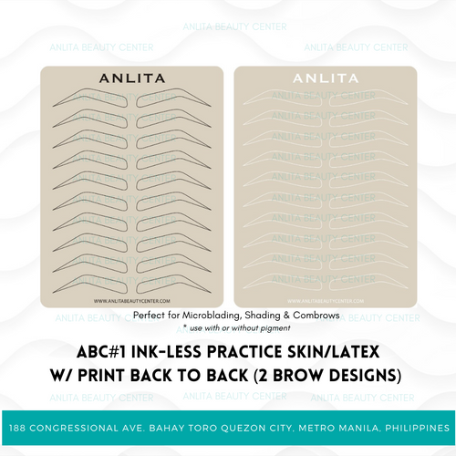 ABC#1 Ink-Less Practice Skin/ Latex Pad w/ print Back-to-back (2 Brow Design)