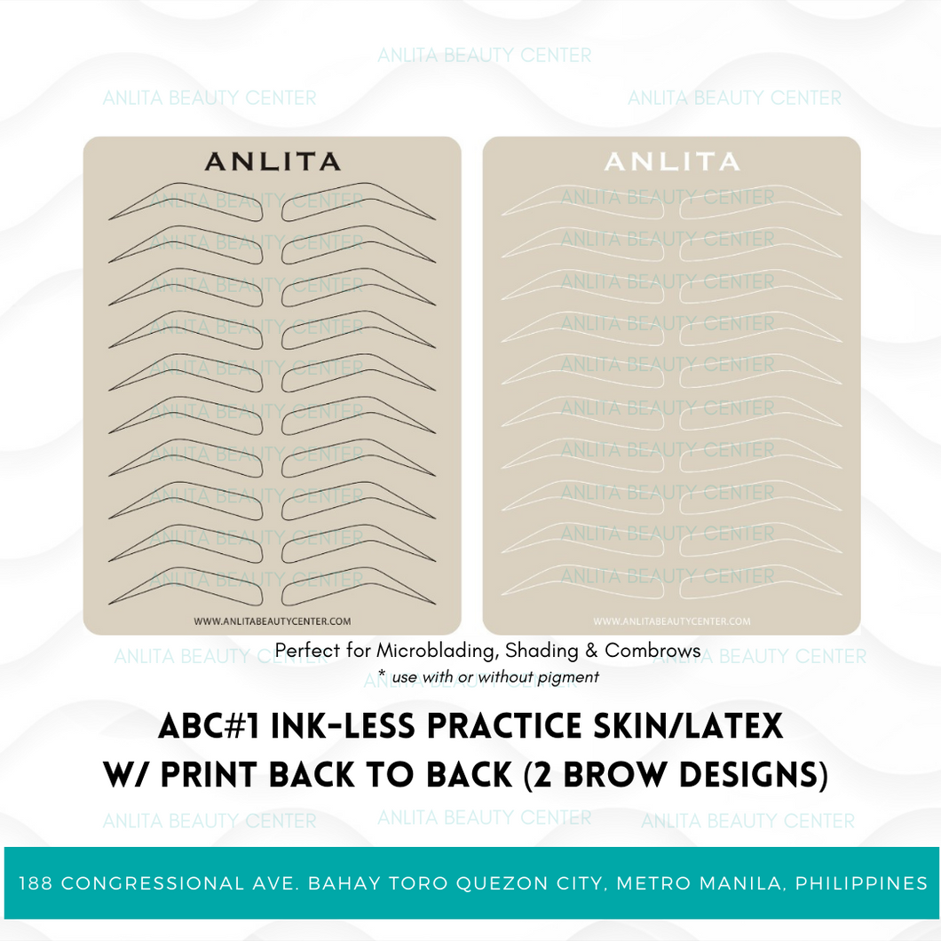 ABC#1 Ink-Less Practice Skin/ Latex Pad w/ print Back-to-back (2 Brow Design)