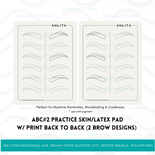 ABC#2 Ink-Less Practice Skin/ Latex Pad w/ print Back-to-back (2 Brow Design)